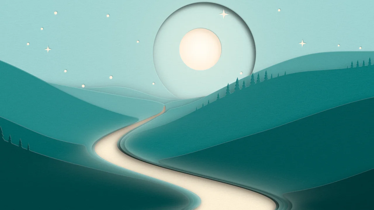 Teal 3D Paper Cut River Valley desktop wallpaper in 4K