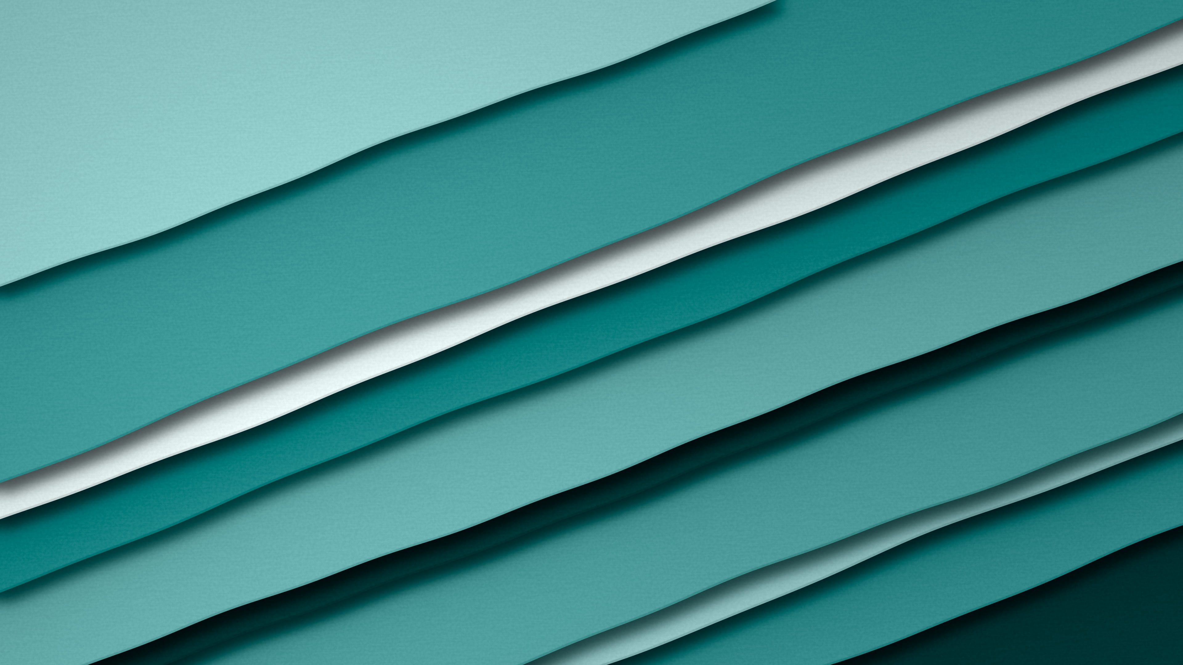 Teal 3D Paper Cut Stripes desktop wallpaper in 4K