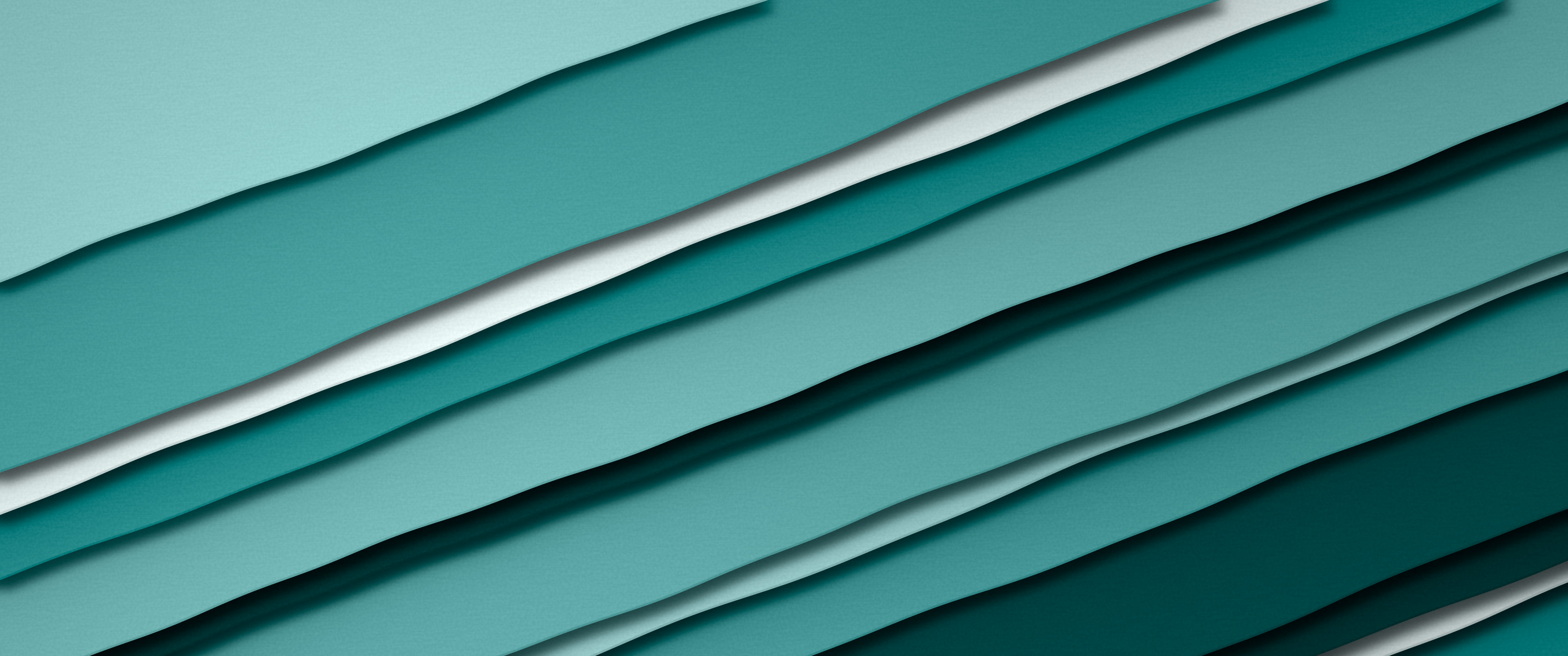 Teal 3D Paper Cut Stripes ultrawide wallpaper, 3440 × 1440