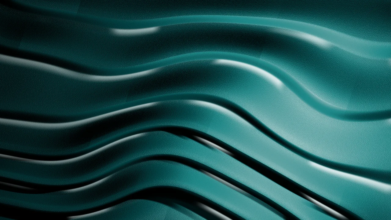 Teal 3D Wave Lines desktop wallpaper in 4K