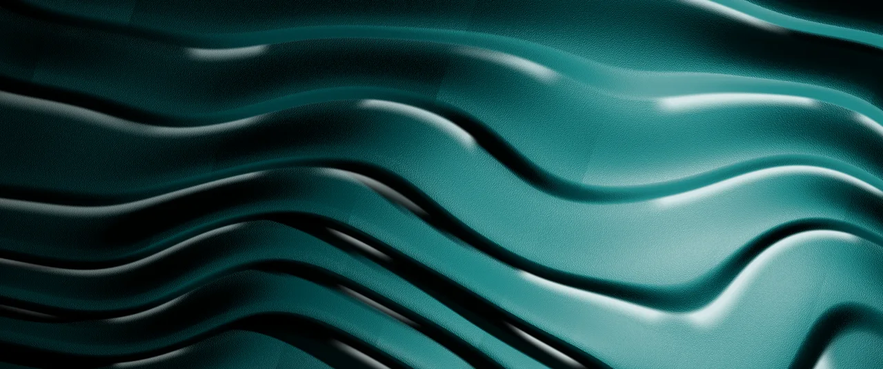 Teal 3D Wave Lines ultrawide wallpaper, 3440 × 1440