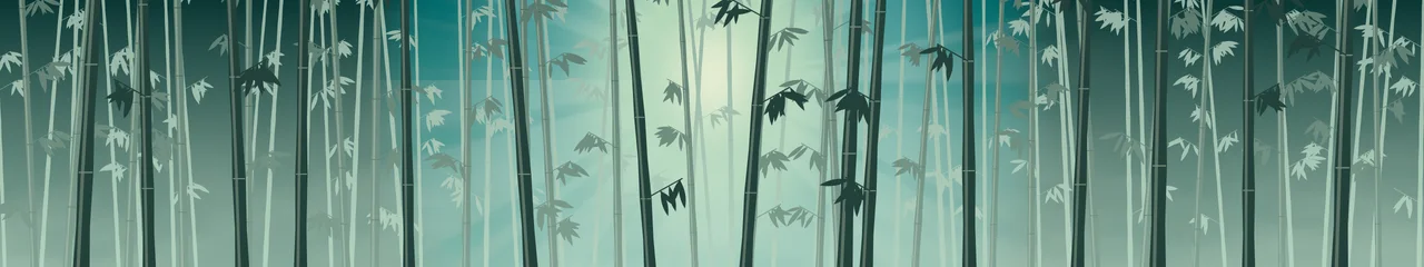 Teal Bamboo Forest triple monitor wallpaper, 7680 × 1440