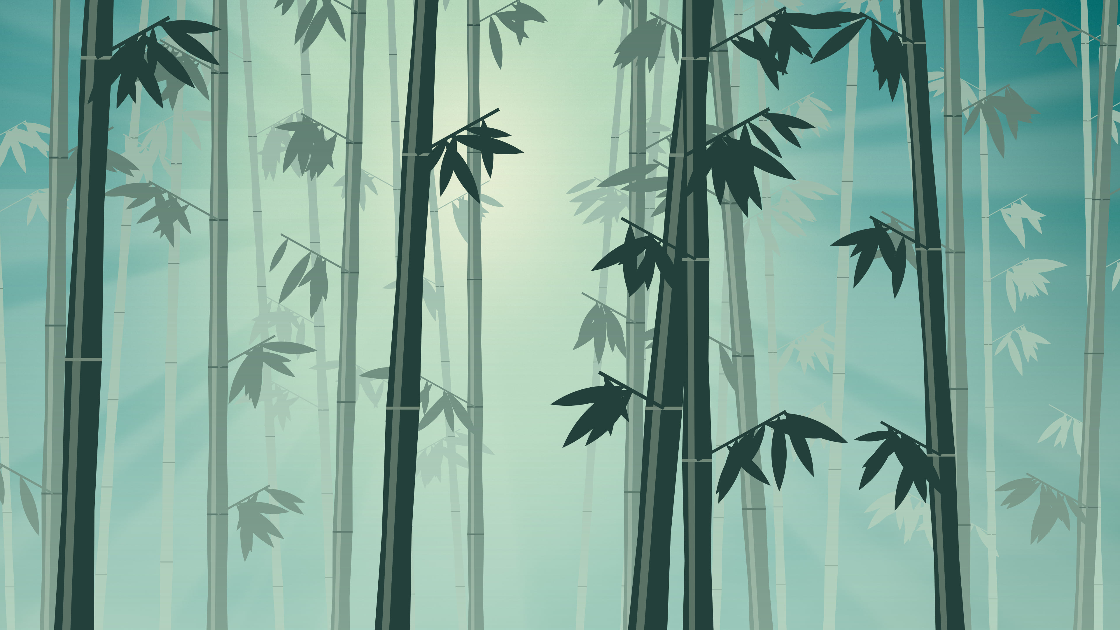 Teal Bamboo Forest desktop wallpaper in 4K