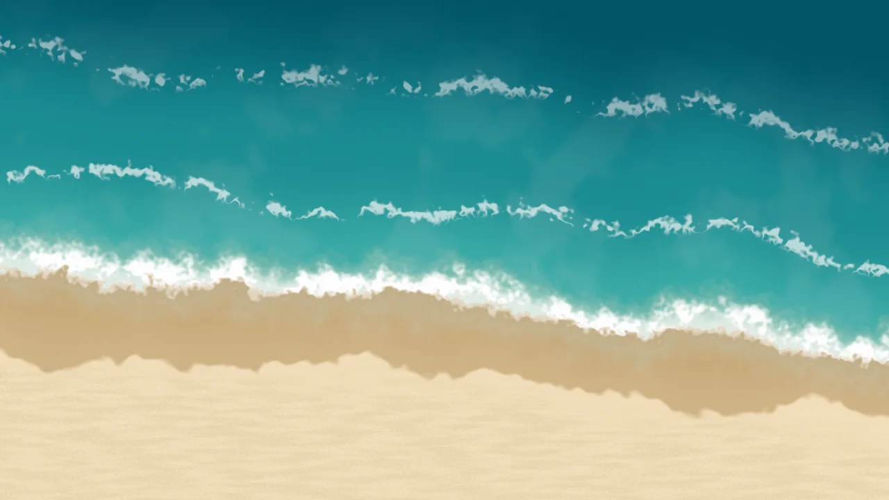Teal Beach Shoreline desktop wallpaper in 4K