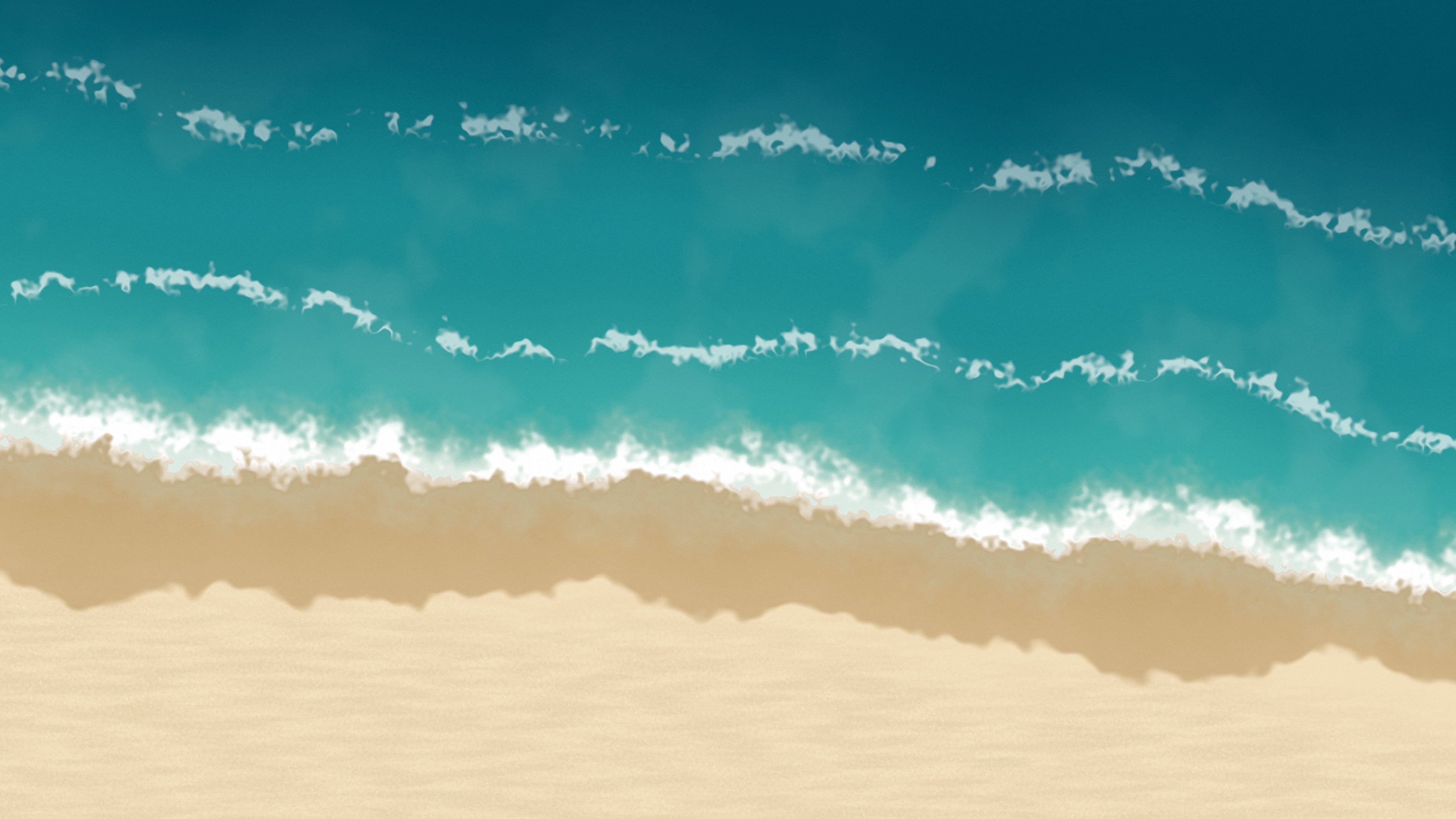 Teal Beach Shoreline desktop wallpaper in 4K