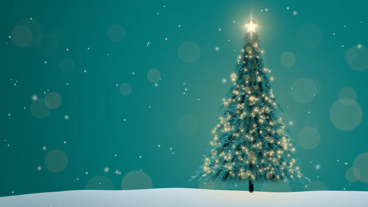 Teal Christmas Tree desktop wallpaper in 4K