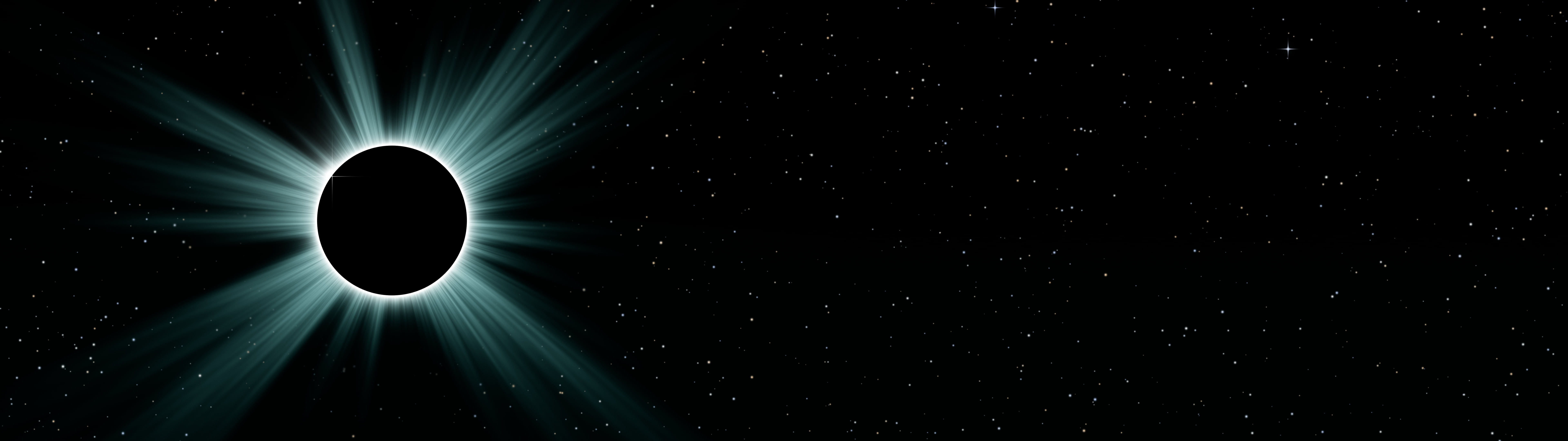 Teal Eclipse dual monitor wallpaper, 7680 × 2160