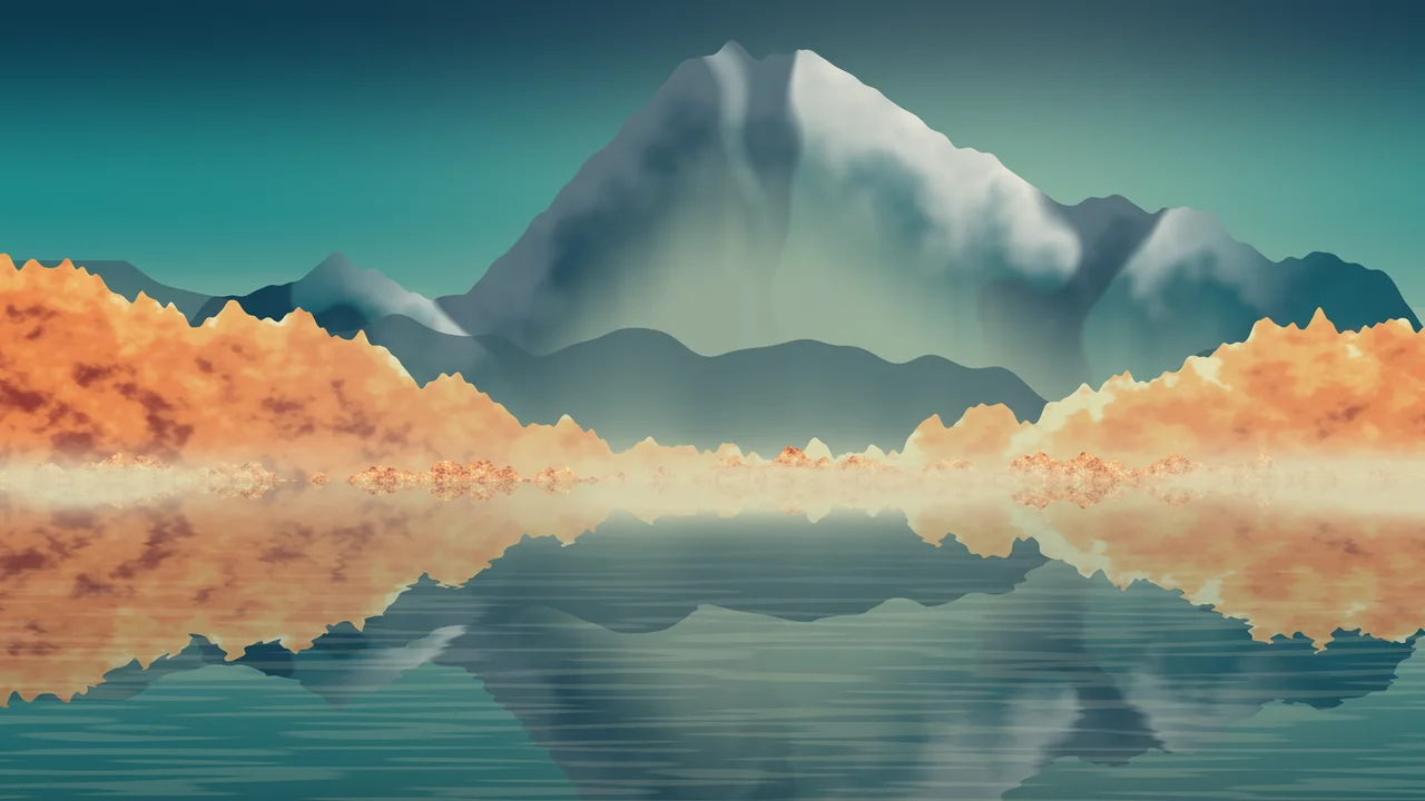 Teal Fall Mountain Lake desktop wallpaper in 4K