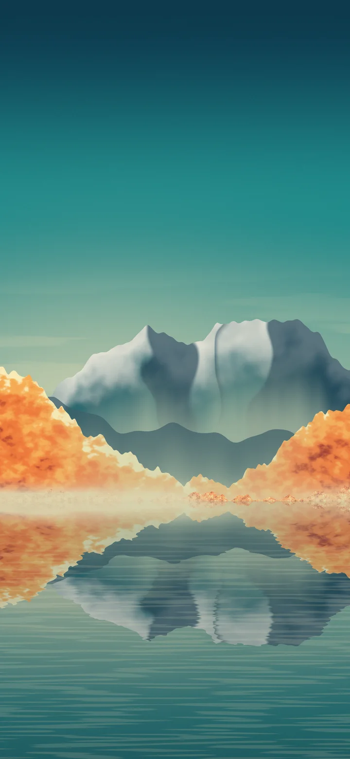 Teal Fall Mountain Lake wallpaper for iPhone and Android