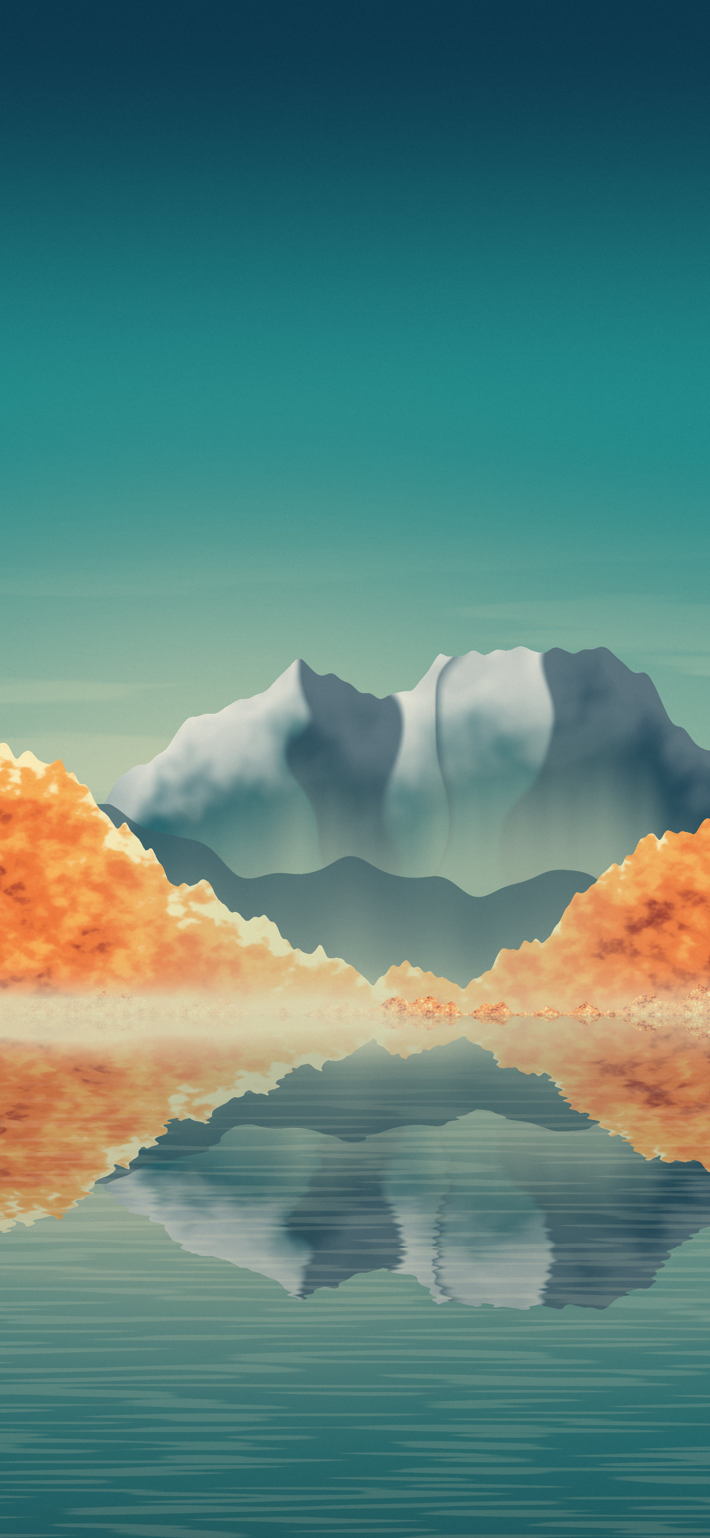 Teal Fall Mountain Lake wallpaper for iPhone and Android