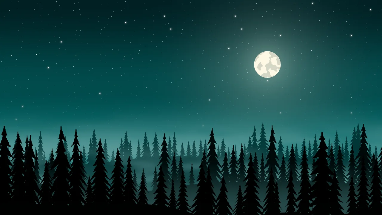 Teal Forest at Night desktop wallpaper in 4K