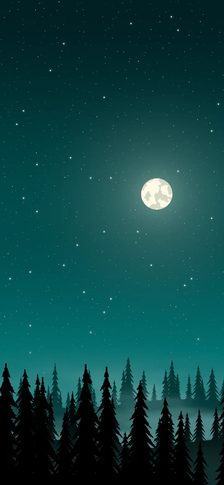 Teal Forest at Night wallpaper for iPhone and Android