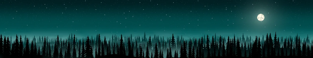Teal Forest at Night triple monitor wallpaper, 7680 × 1440