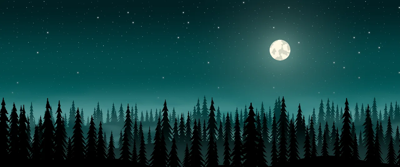 Teal Forest at Night ultrawide wallpaper, 3440 × 1440