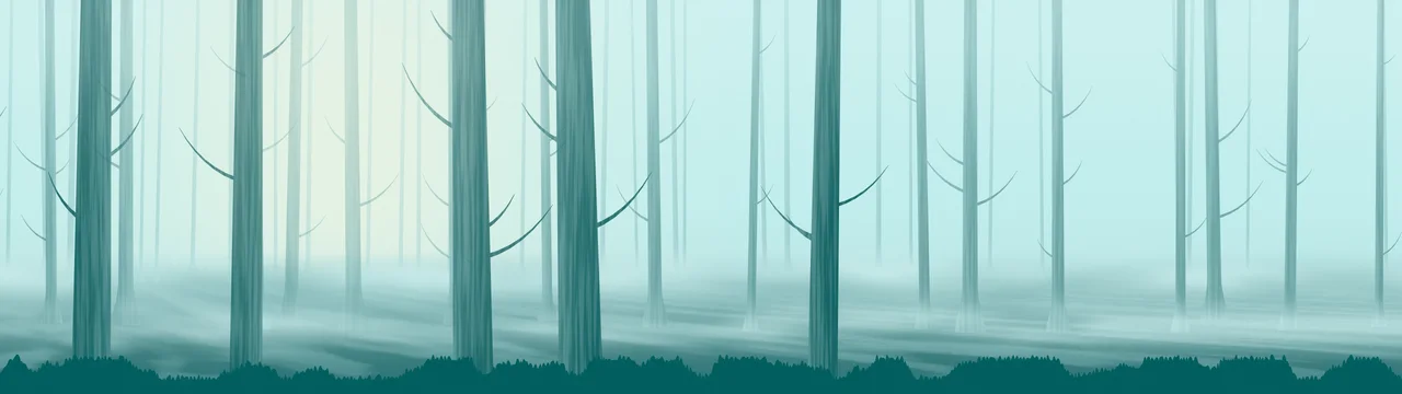 Teal Forest Trees dual monitor wallpaper, 7680 × 2160