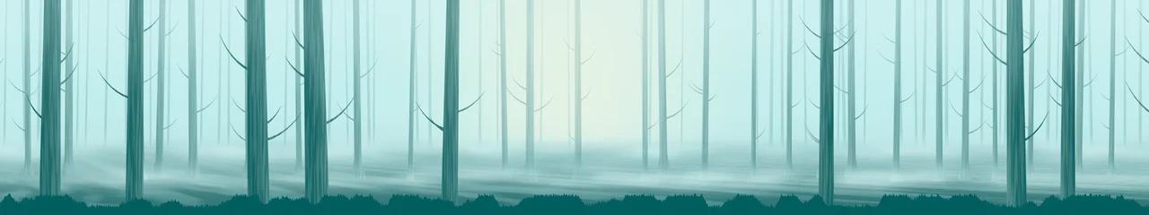 Teal Forest Trees triple monitor wallpaper, 7680 × 1440