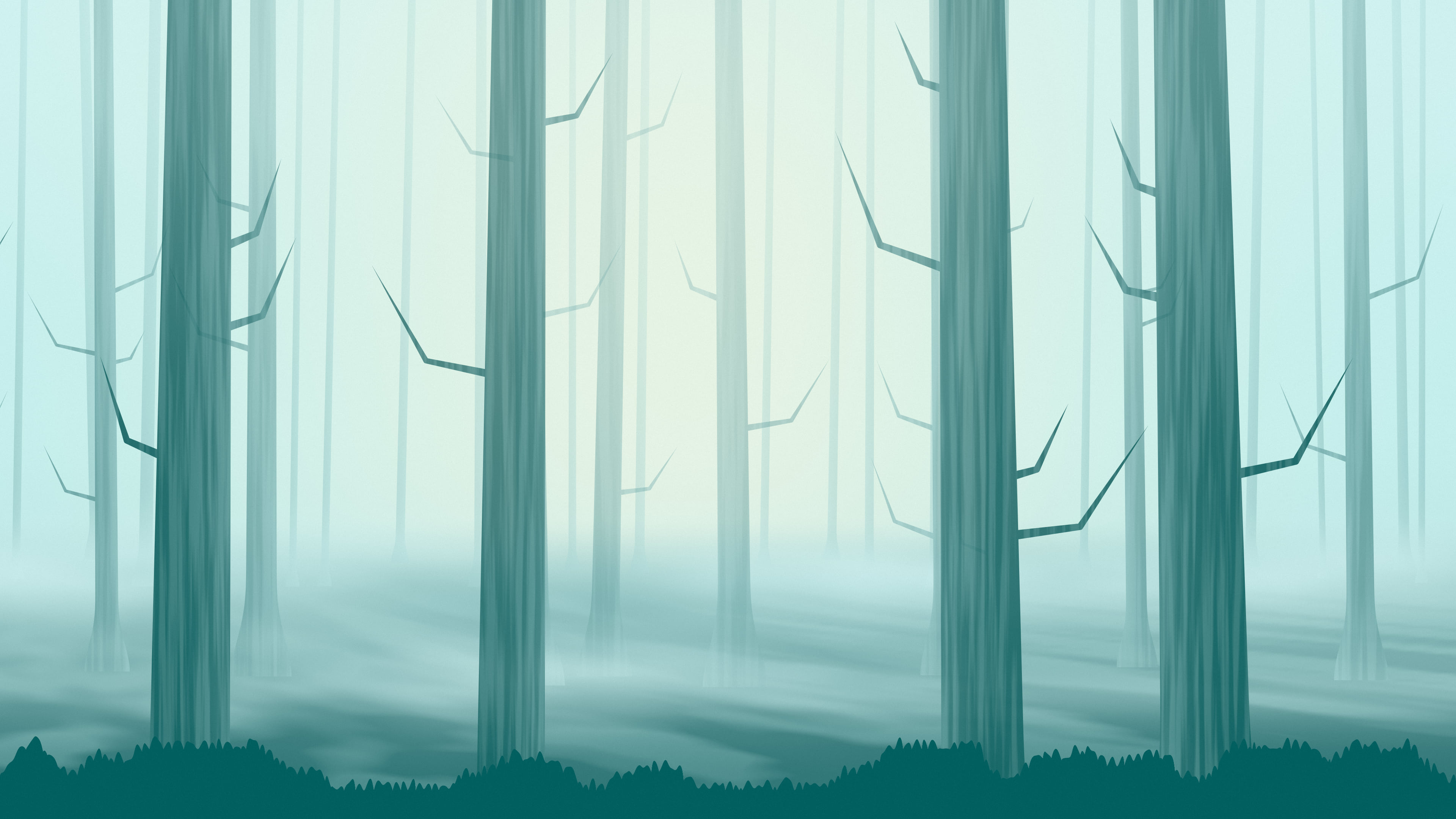 Teal Forest Trees desktop wallpaper in 4K