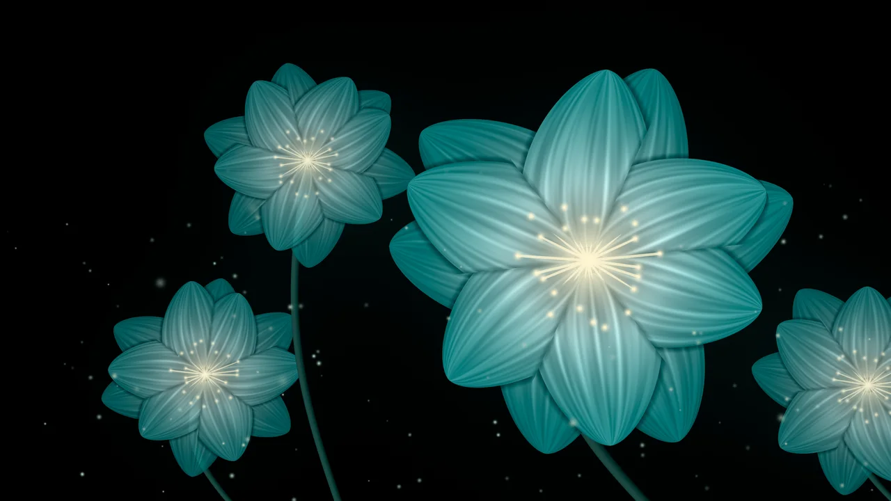 Teal Glowing Flower desktop wallpaper in 4K