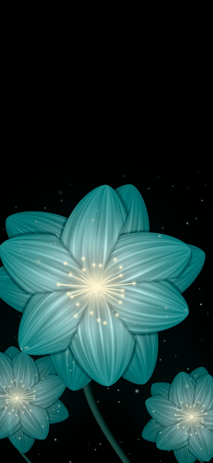 Teal Glowing Flower wallpaper for iPhone and Android