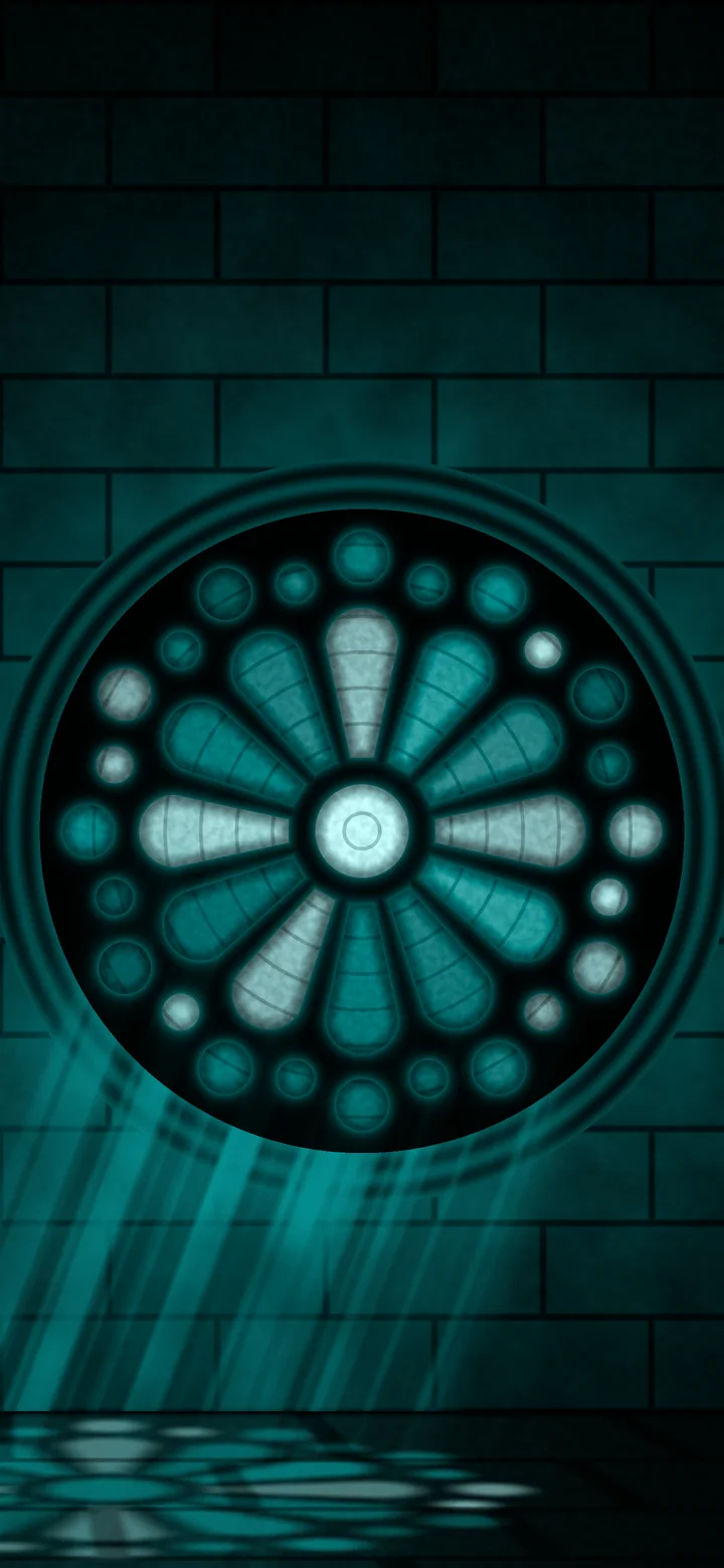 Teal Gothic Stained Glass Window wallpaper for iPhone and Android
