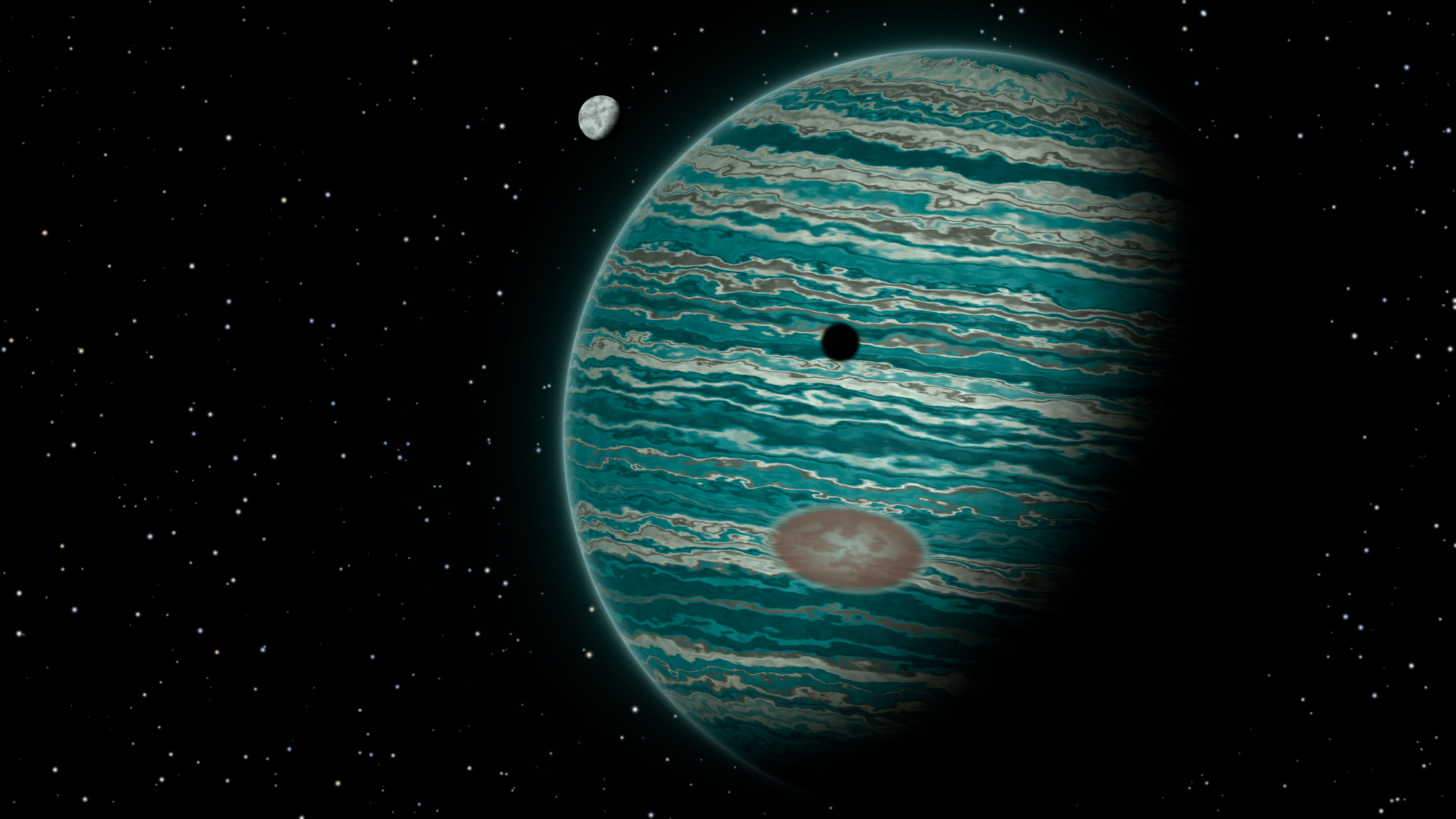 Teal Jupiter desktop wallpaper in 4K