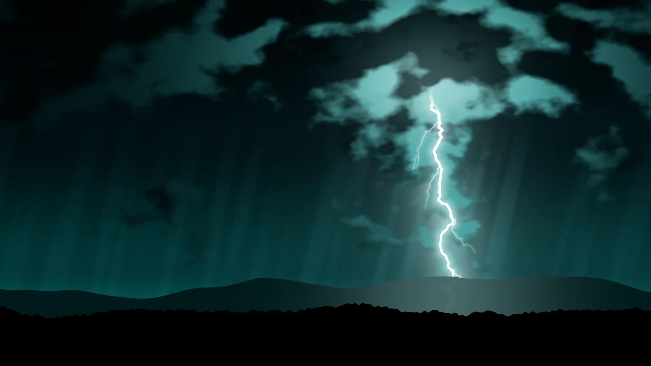 Teal Lightning Storm desktop wallpaper in 4K