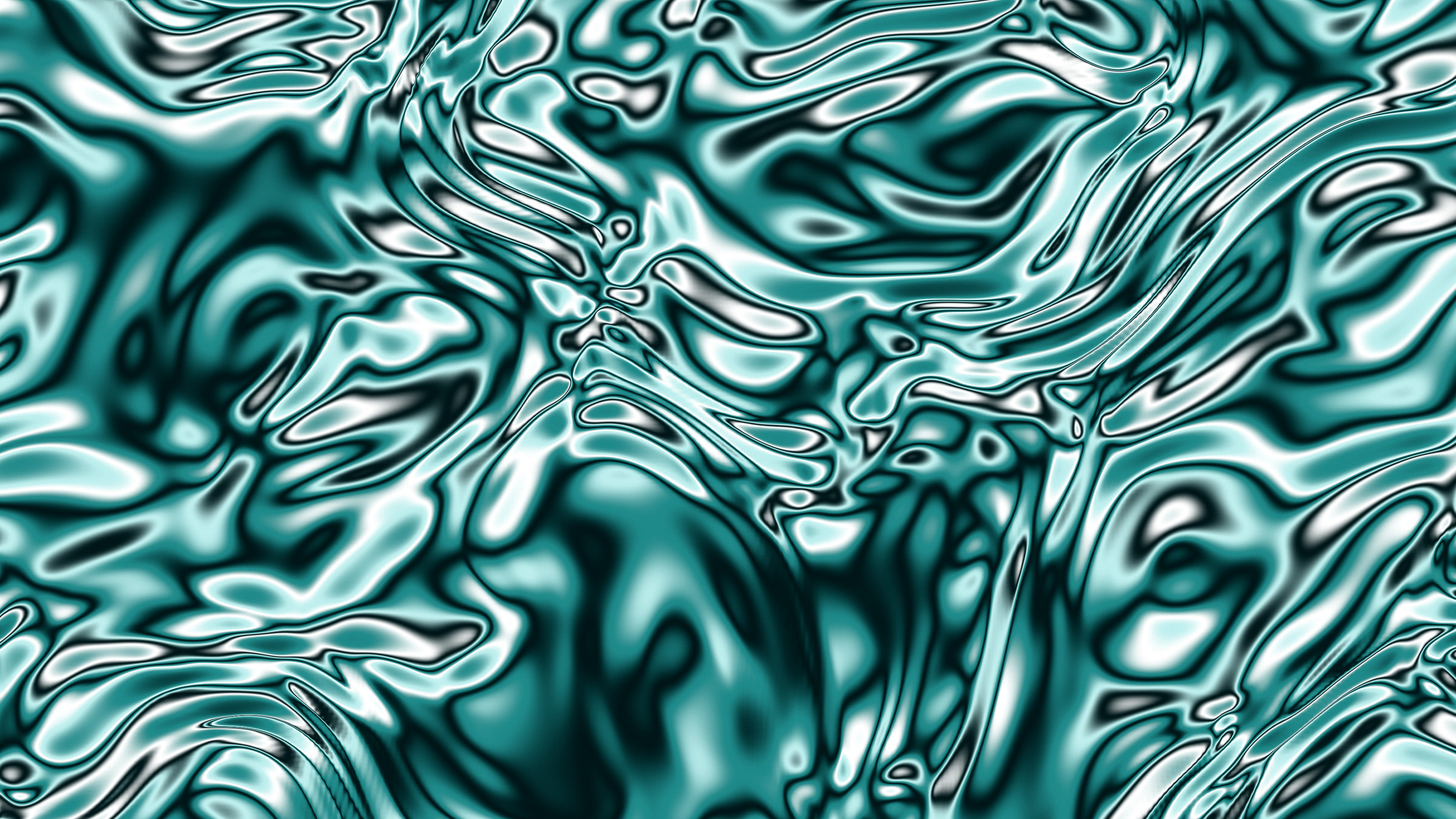Teal Liquid Chrome desktop wallpaper in 4K