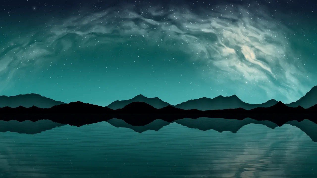 Teal Milky Way over a Lake desktop wallpaper in 4K