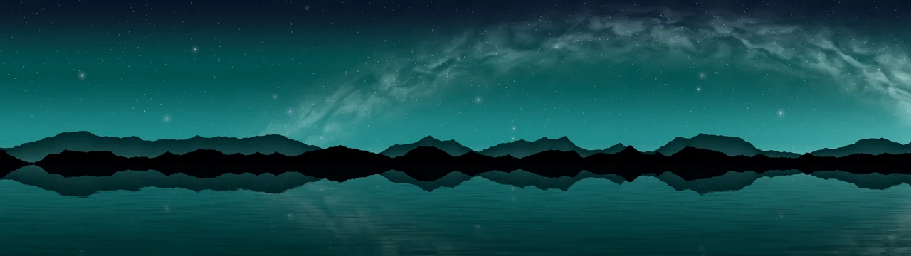 Teal Milky Way over a Lake dual monitor wallpaper, 7680 × 2160