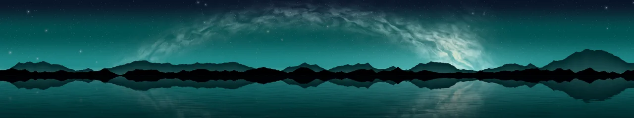 Teal Milky Way over a Lake triple monitor wallpaper, 7680 × 1440