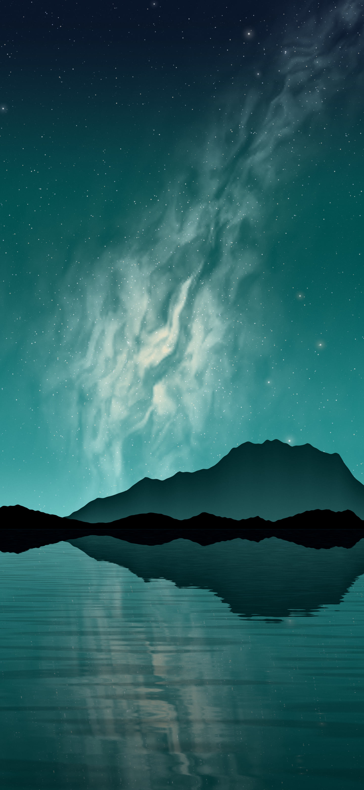 Teal Milky Way over a Lake wallpaper for iPhone and Android