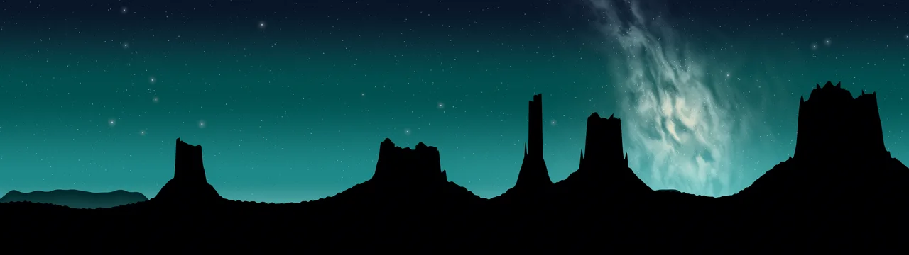 Teal Milky Way over the Desert dual monitor wallpaper, 7680 × 2160