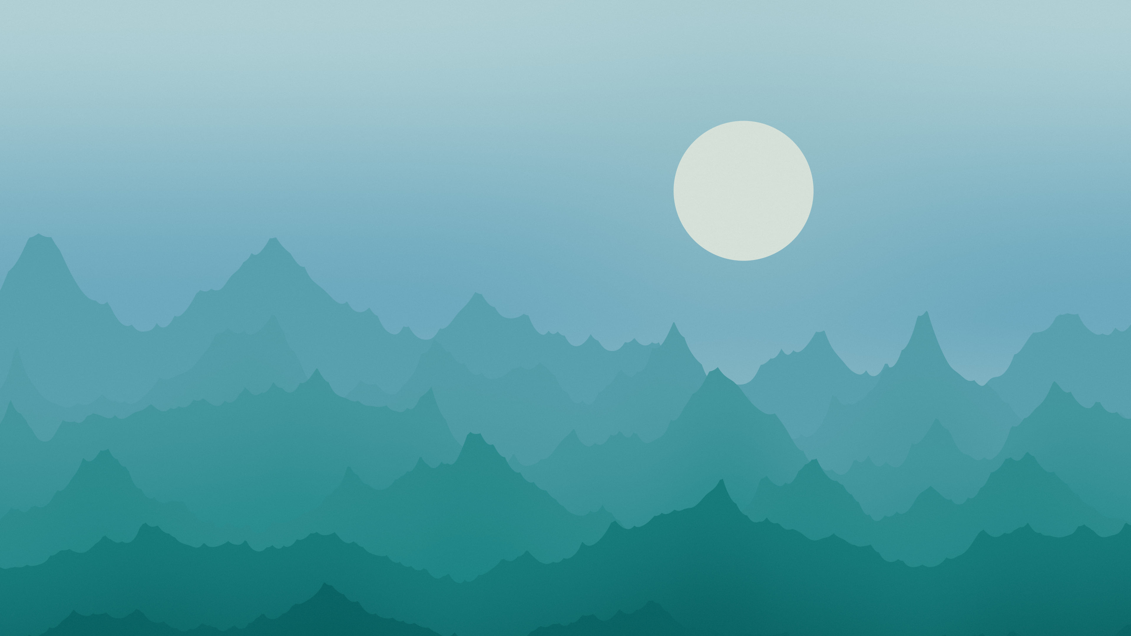 Teal Minimalist Mountain Landscape desktop wallpaper in 4K