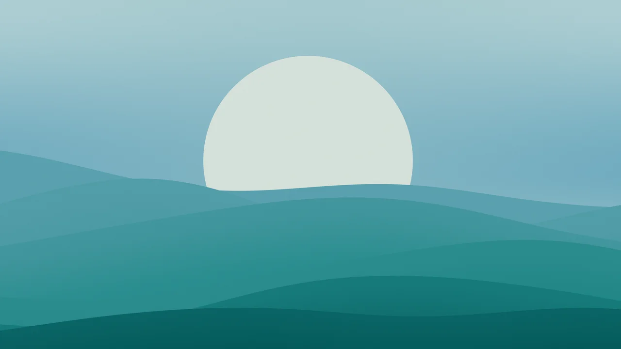 Teal Minimalist Sunset Hills desktop wallpaper in 4K
