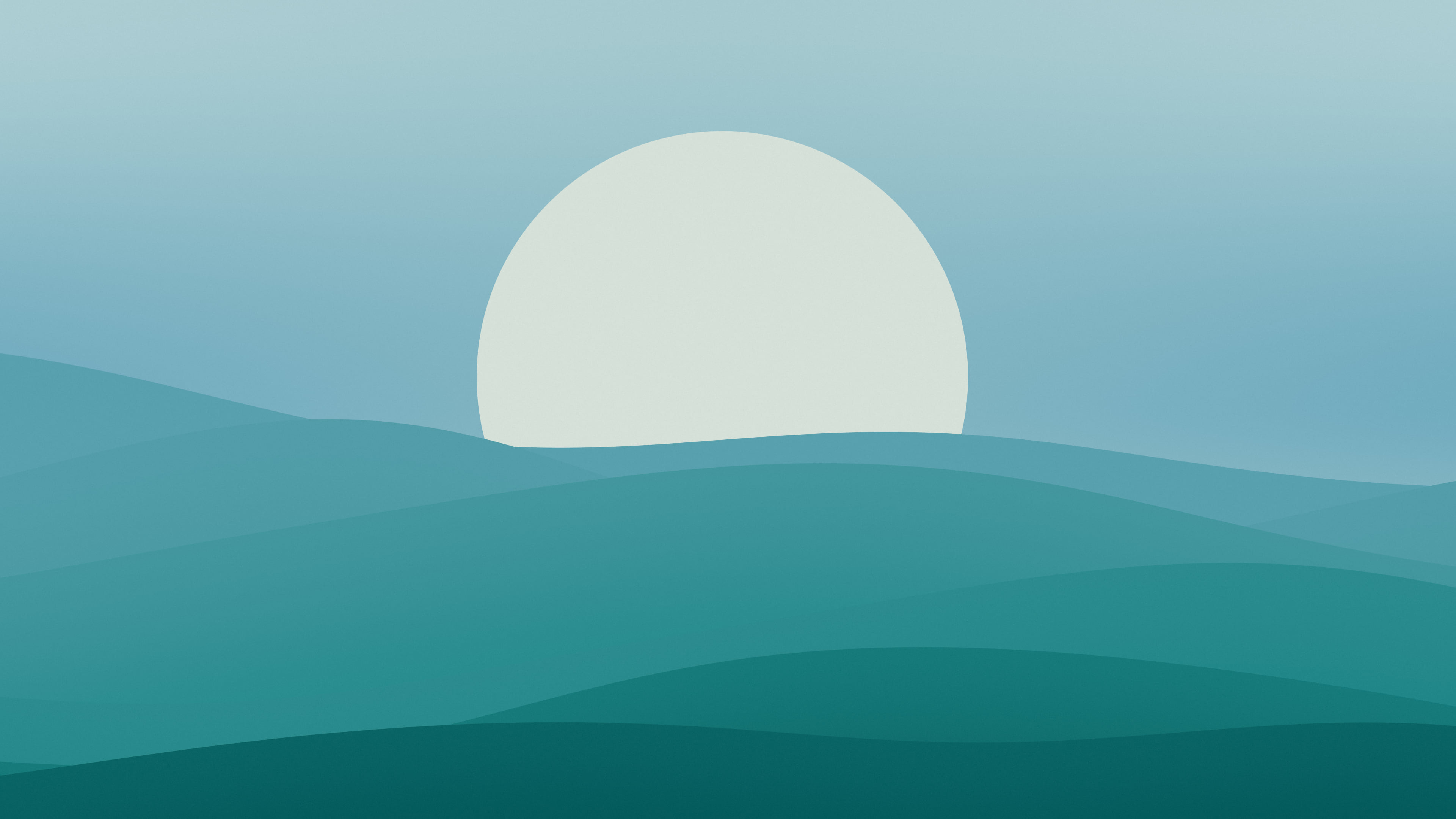 Teal Minimalist Sunset Hills desktop wallpaper in 4K