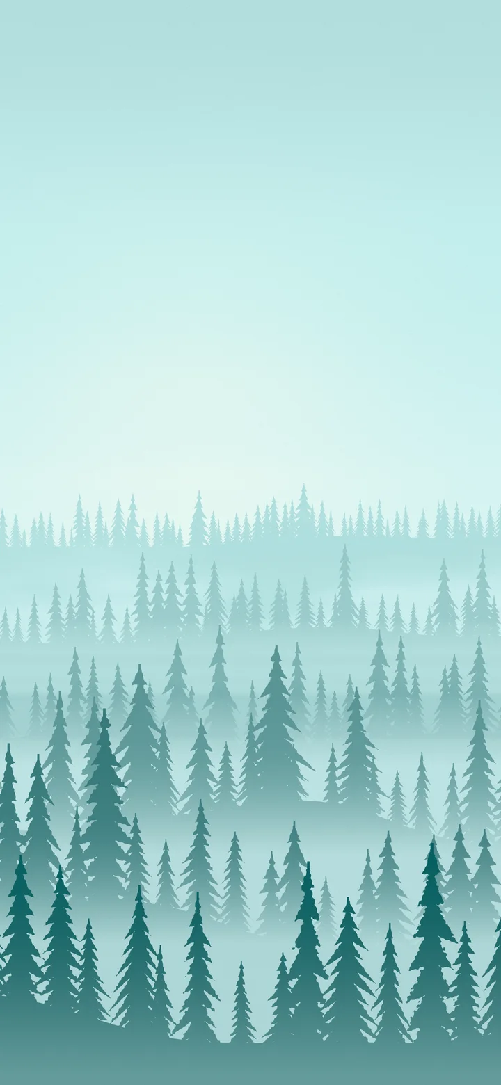Teal Misty Pine Forest wallpaper for iPhone and Android
