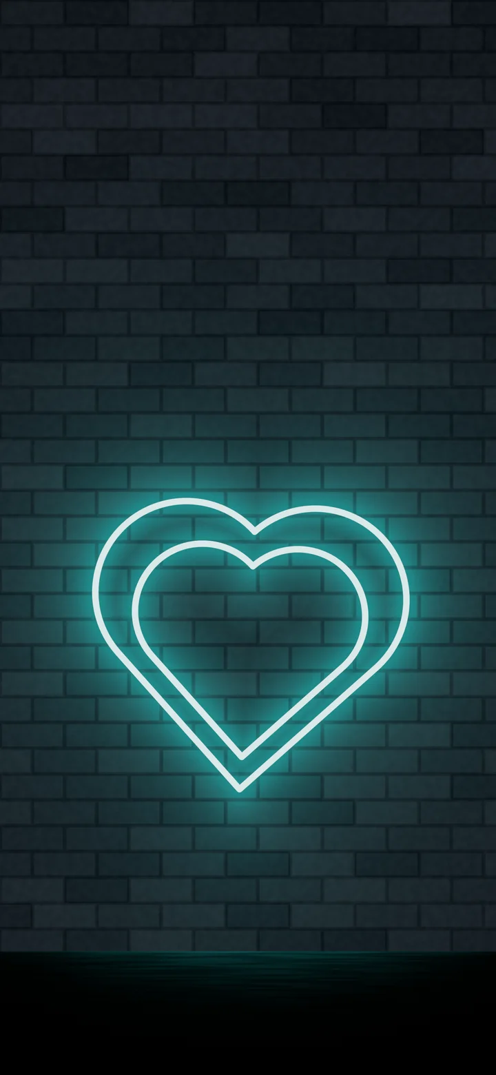 Teal Neon Heart wallpaper for iPhone and Android