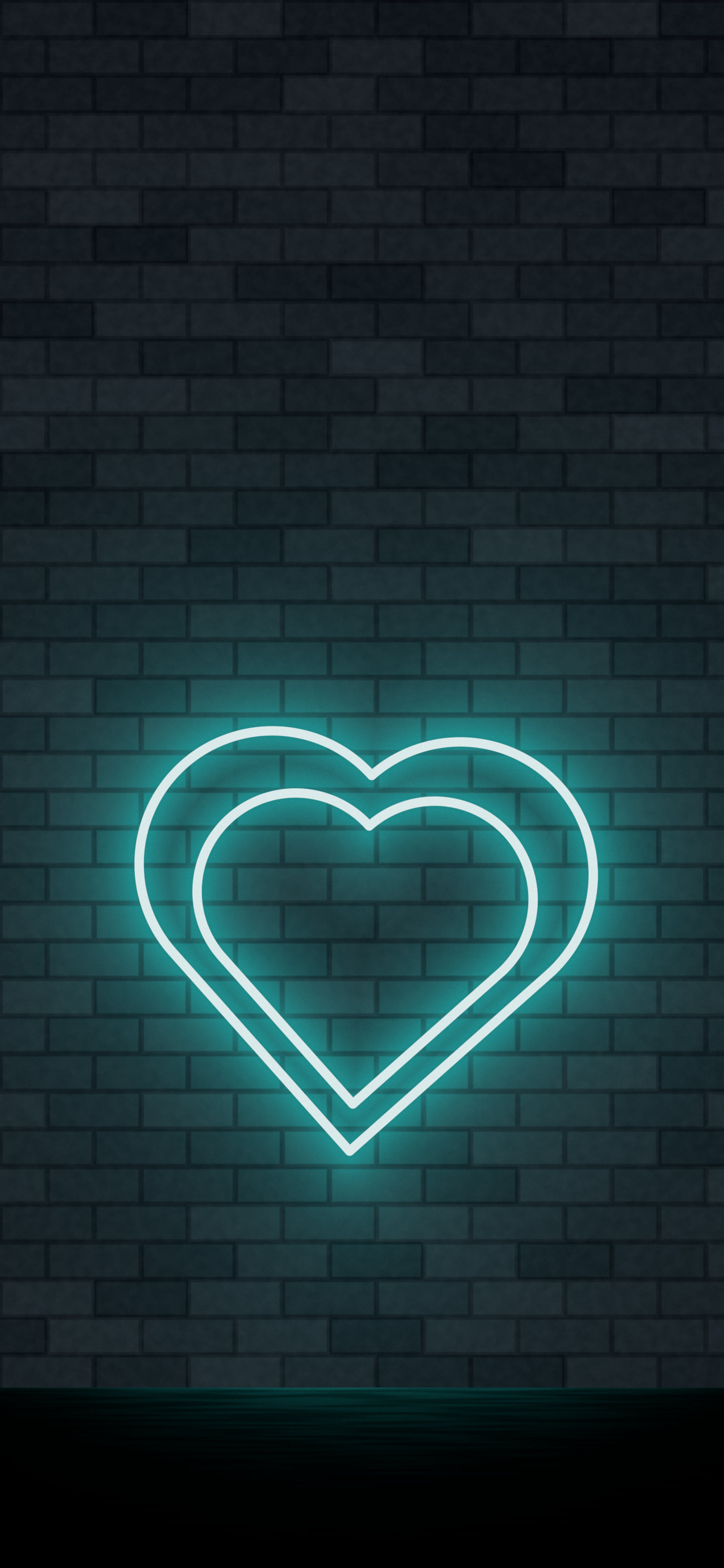 Teal Neon Heart wallpaper for iPhone and Android