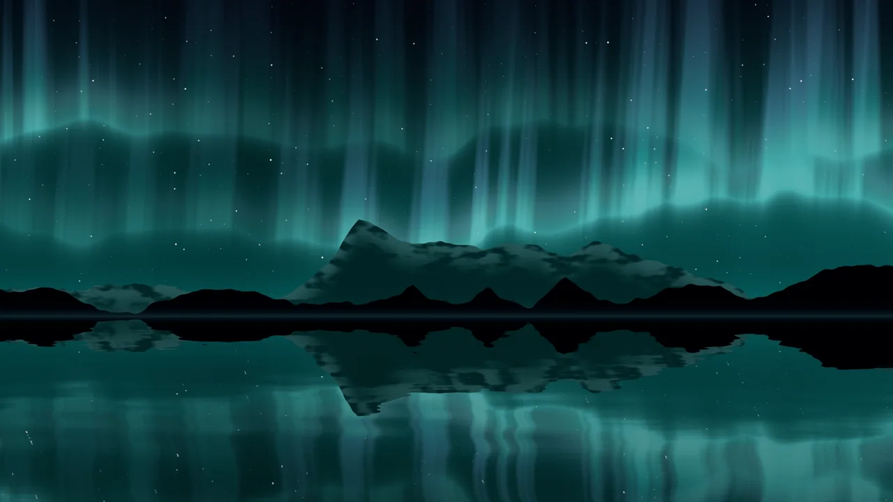 Teal Northern Lights over a Lake desktop wallpaper in 4K