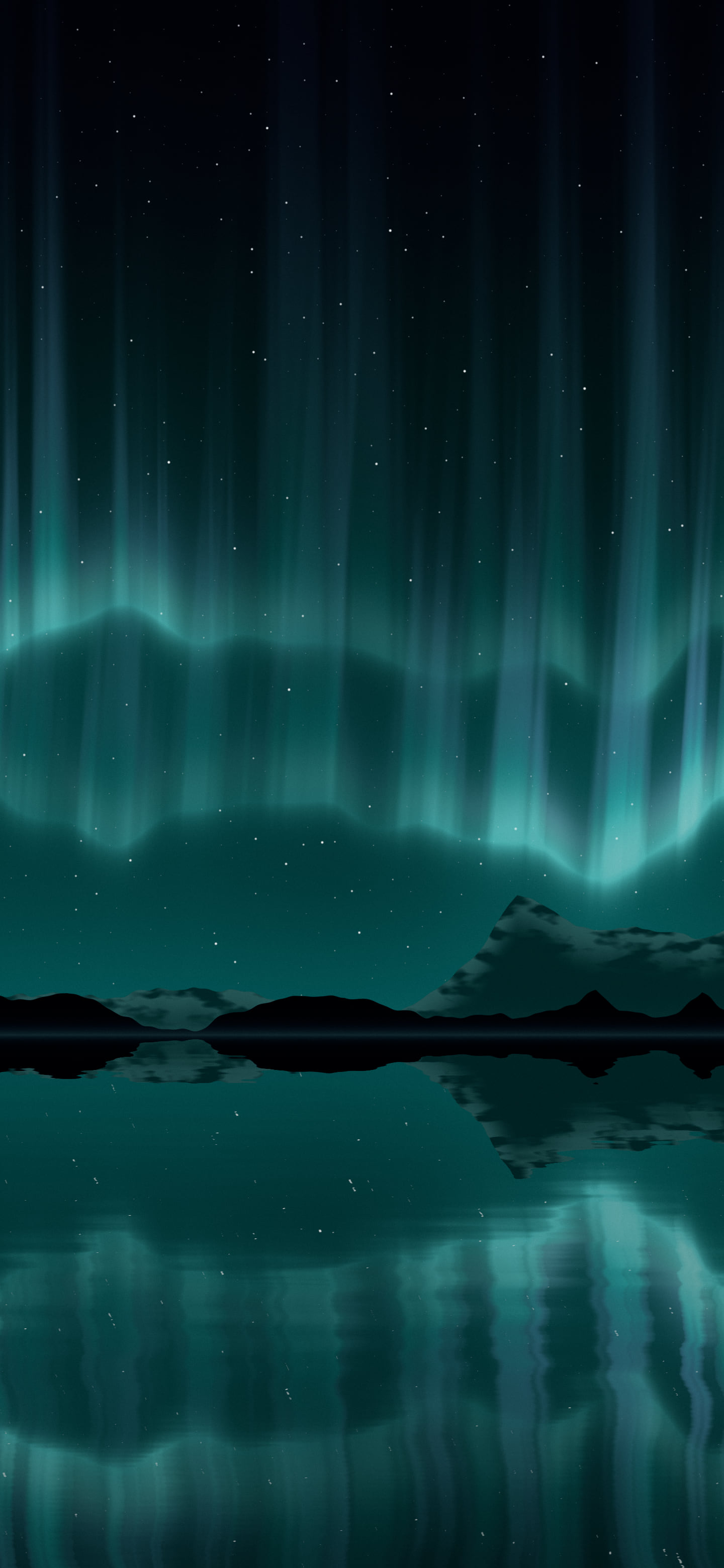 Teal Northern Lights over a Lake wallpaper for iPhone and Android