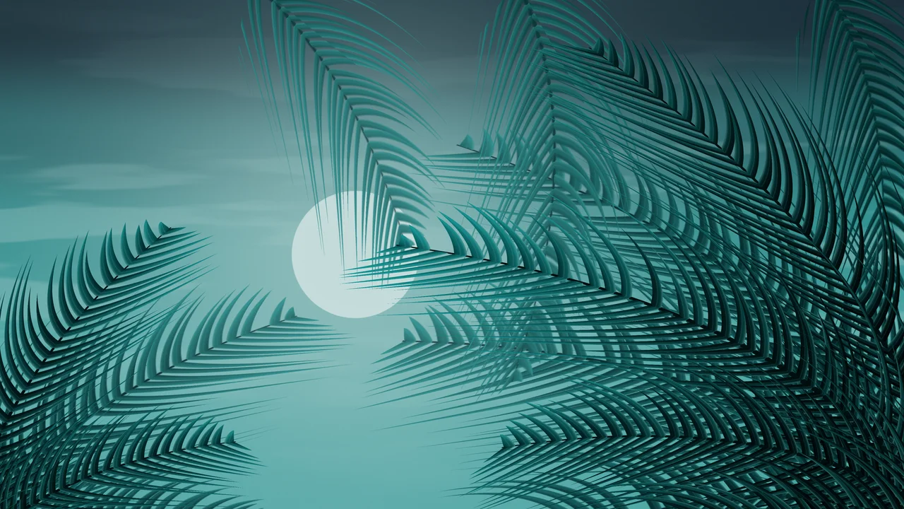 Teal Palm Leaves desktop wallpaper in 4K