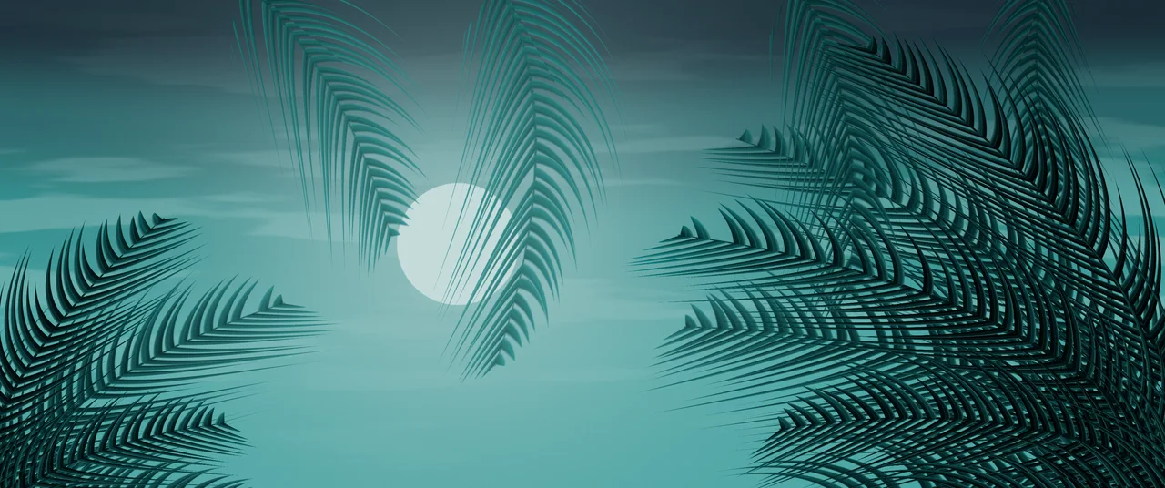 Teal Palm Leaves ultrawide wallpaper, 3440 × 1440