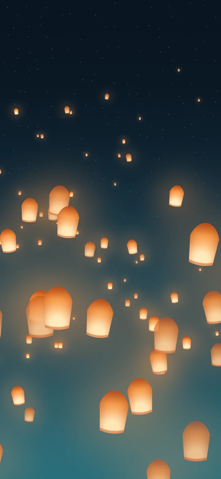 Teal Paper Lanterns wallpaper for iPhone and Android