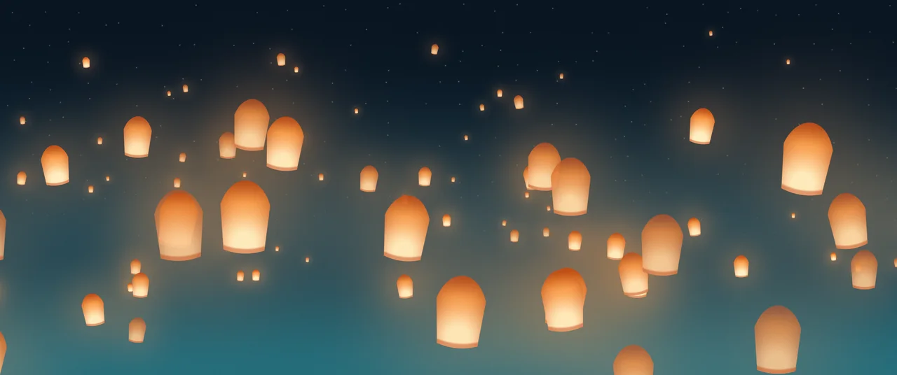 Teal Paper Lanterns ultrawide wallpaper, 3440 × 1440