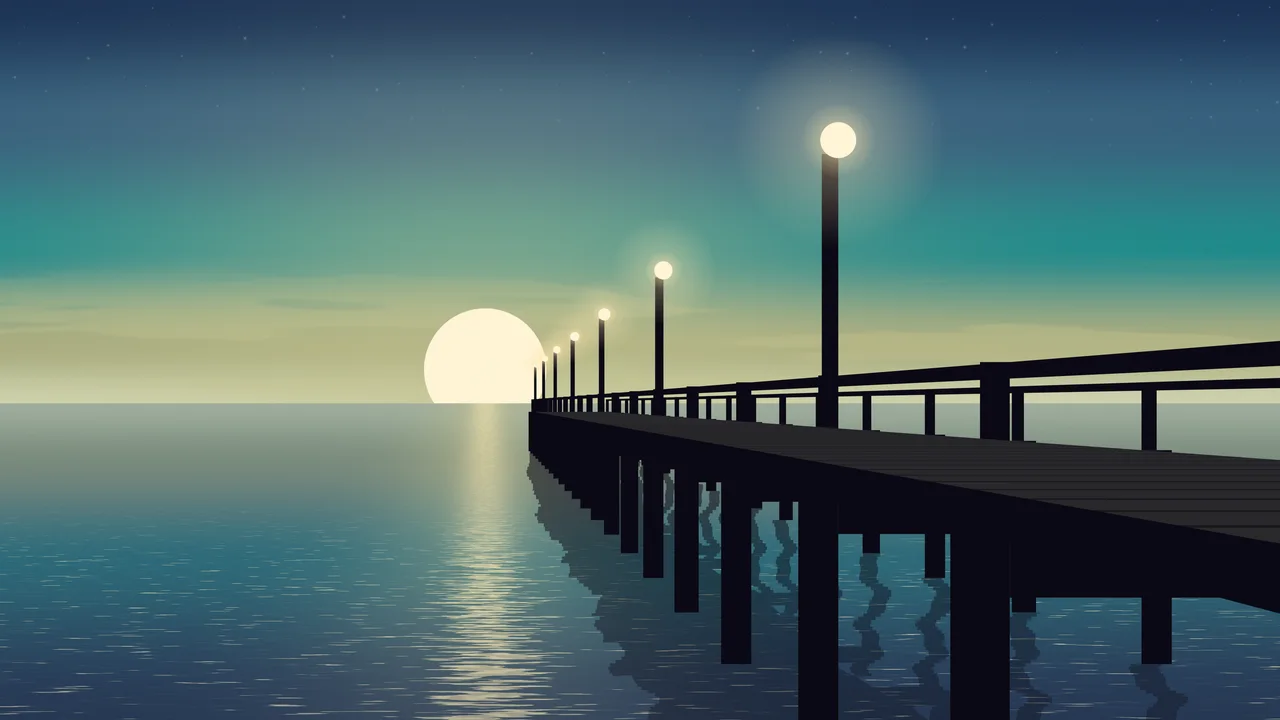 Teal Pier Sunset desktop wallpaper in 4K