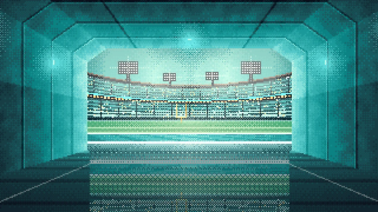 Teal Pixel Art Football Stadium Tunnel desktop wallpaper in 4K