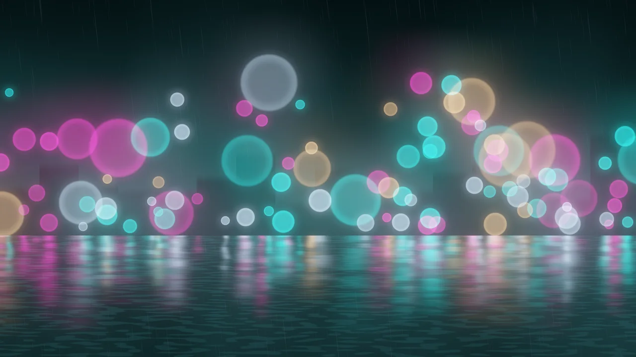 Teal Rainy Neon City desktop wallpaper in 4K