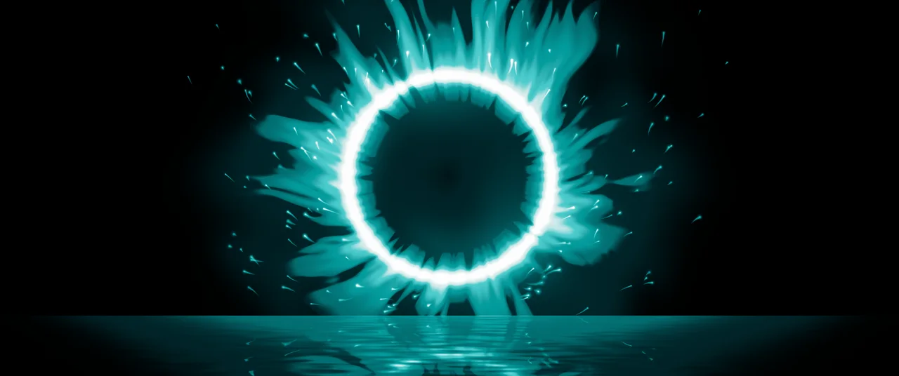 Teal Ring of Fire ultrawide wallpaper, 3440 × 1440