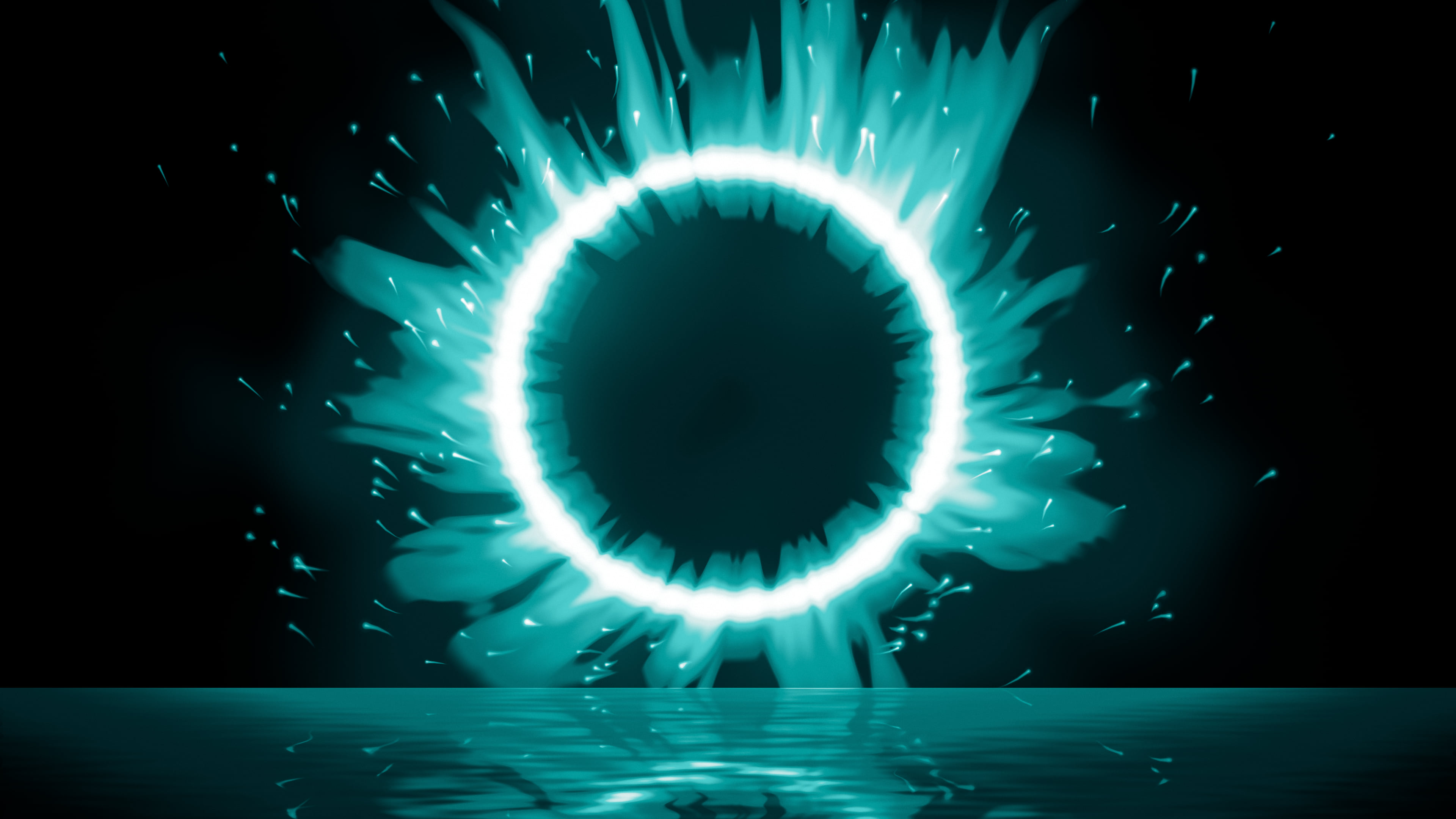 Teal Ring of Fire desktop wallpaper in 4K
