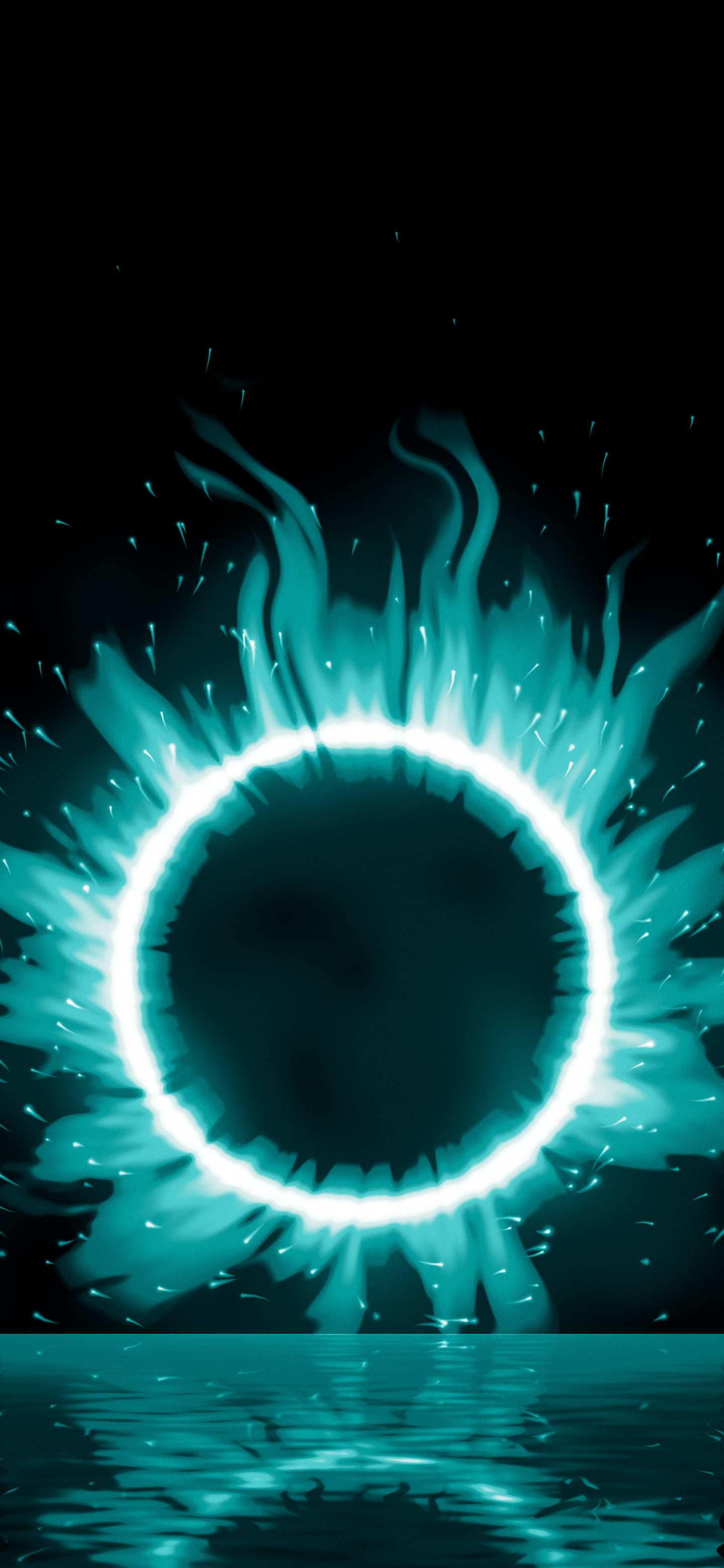 Teal Ring of Fire wallpaper for iPhone and Android